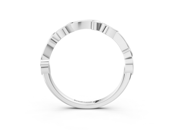 Platinum Marquise Diamond Leaf Twist Eternity Band with Bezel Setting
