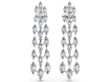 White gold Marquise Diamond Linear Drop Earrings
