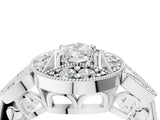 White gold Marquise Diamond Milgrain Marquise Filigree Engagement Ring with Prong Setting_10