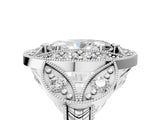 White gold Marquise Diamond Milgrain Marquise Filigree Engagement Ring with Prong Setting_11