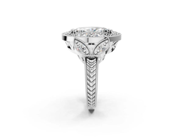White gold Marquise Diamond Milgrain Marquise Filigree Engagement Ring with Prong Setting