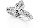 White gold Marquise Diamond Pavé Band Solitaire Ring with Four-Prong Setting_49