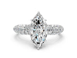 White gold Marquise Diamond Pavé Band Solitaire Ring with Four-Prong Setting_49