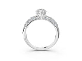 White gold Marquise Diamond Pavé Band Solitaire Ring with Four-Prong Setting_51