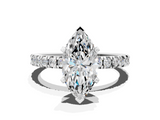 White gold Marquise Diamond Pavé Band Solitaire with Four-Prong Setting_260