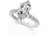 White gold Marquise Diamond Pavé Band Solitaire with Four-Prong Setting_261