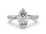 White gold Marquise Diamond Pavé Band Solitaire with Four-Prong Setting_38