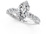 White gold Marquise Diamond Pavé Band Solitaire with Four-Prong Setting_39