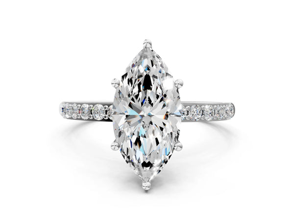 White gold Marquise Diamond Pavé Band with Six-Prong Setting
