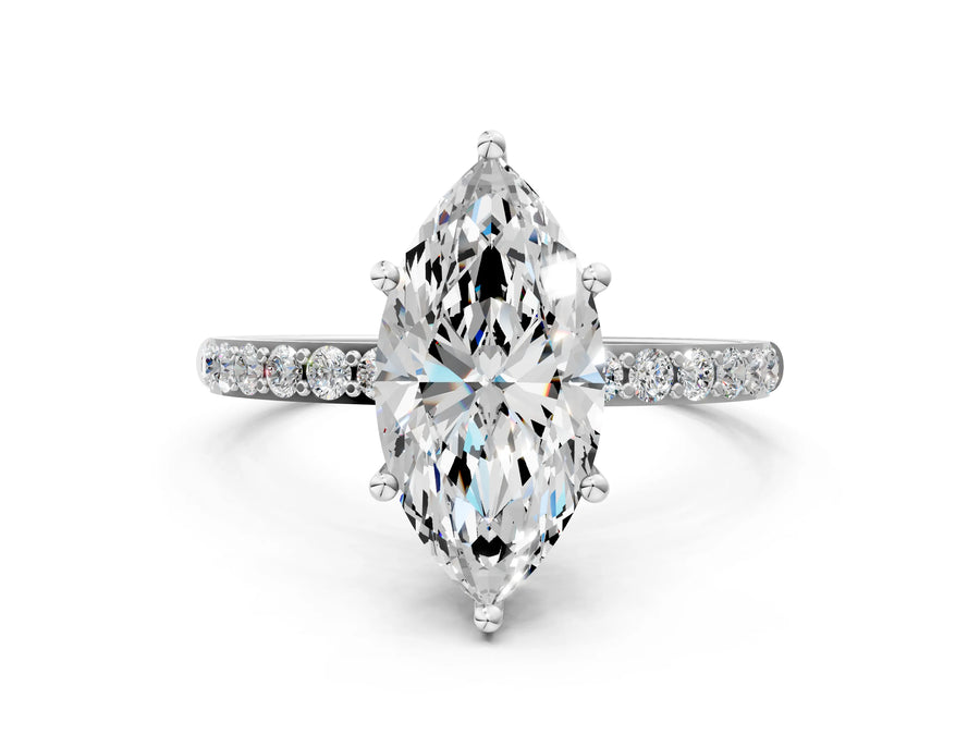 White gold Marquise Diamond Pavé Band with Six-Prong Setting