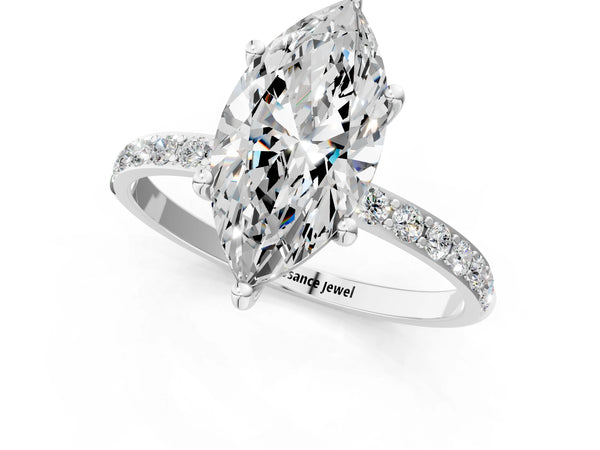 White gold Marquise Diamond Pavé Band with Six-Prong Setting