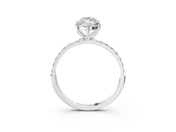 White gold Marquise Diamond Pavé Band with Six-Prong Setting