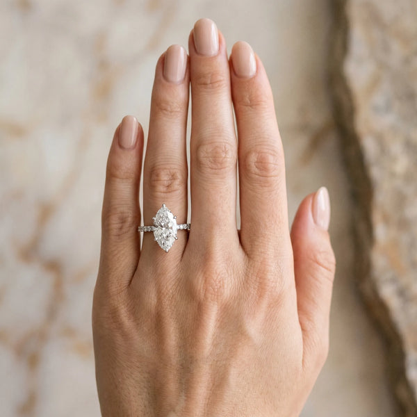 White gold Marquise Diamond Pavé Band with Six-Prong Setting