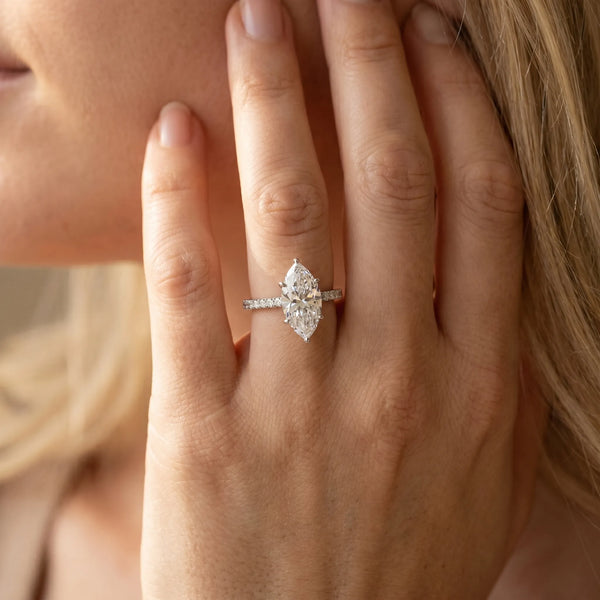 White gold Marquise Diamond Pavé Band with Six-Prong Setting