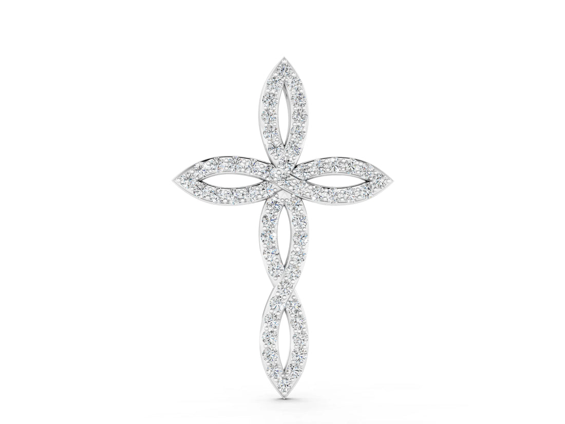 White gold Marquise Diamond Pavé Cross Pendant_37