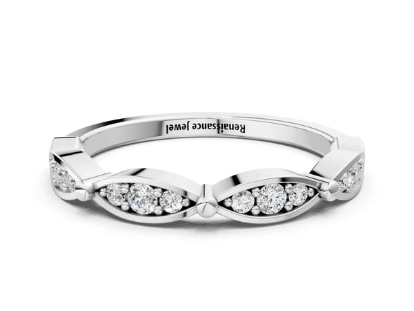 Platinum Marquise Diamond Pavé Eternity Band with Bezel Setting