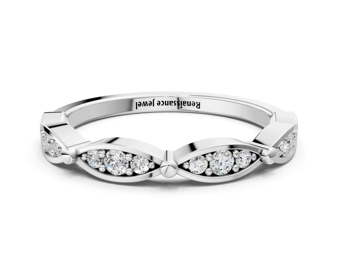 White gold Marquise Diamond Pavé Eternity Band with Bezel Setting_10