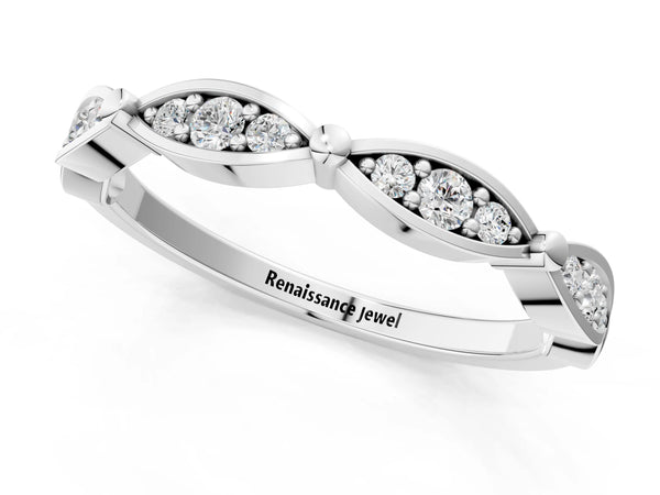 Platinum Marquise Diamond Pavé Eternity Band with Bezel Setting