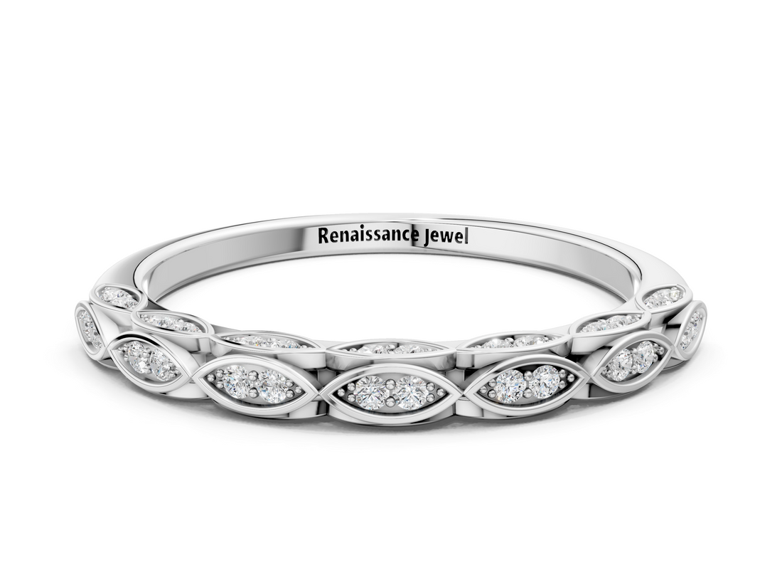 White gold Marquise Diamond Pave Eternity Band with Bezel Setting_35