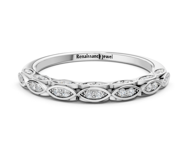 White gold Marquise Diamond Eternity Band with Pavé and Bezel Setting