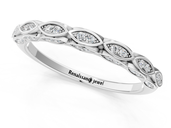 Platinum Marquise Diamond Eternity Band with Pavé and Bezel Setting