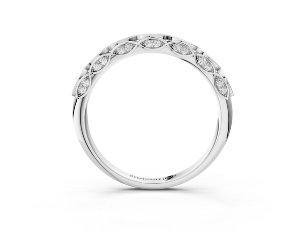 White gold Marquise Diamond Eternity Band with Pavé and Bezel Setting