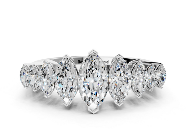 Platinum Marquise Diamond Prong Set Curved Band