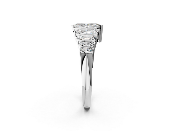 Platinum Marquise Diamond Prong Set Curved Band