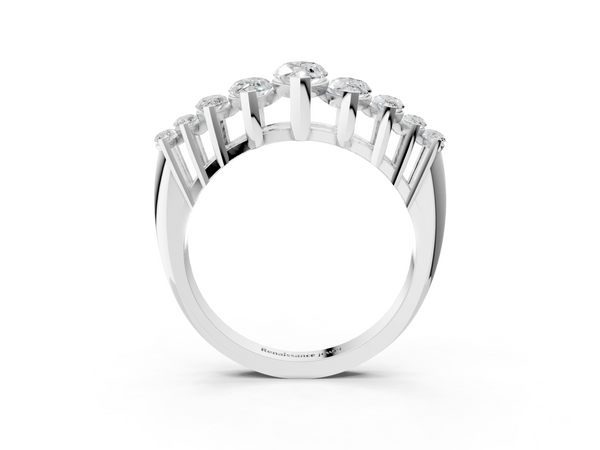Platinum Marquise Diamond Prong Set Curved Band