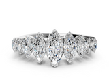 18K White Gold Marquise Diamond Prong Set Curved Band