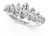 18K White Gold Marquise Diamond Prong Set Curved Band