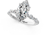 White gold Marquise Diamond Prong Set Engagement Ring with Pave Band_278