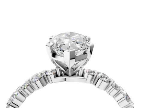 14K White Gold 2.01 Carat E VVS2 Marquise Diamond Prong Set Engagement Ring with Pavé Band