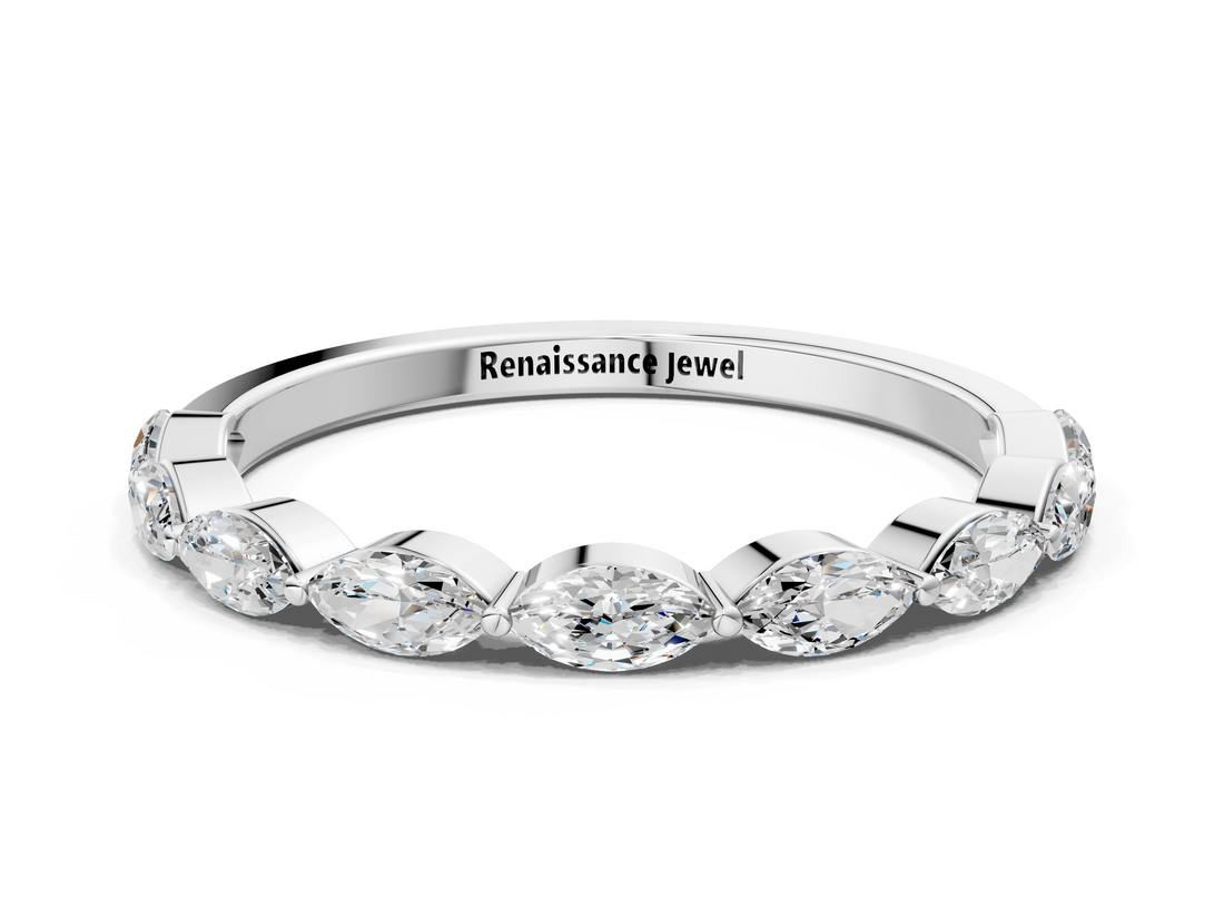 White gold Marquise Diamond Prong Set Half-Eternity Band_202