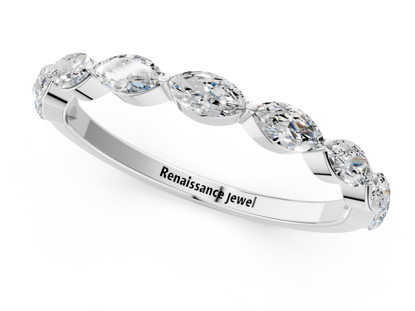 Platinum Marquise Diamond Half Eternity Band with Prong Setting