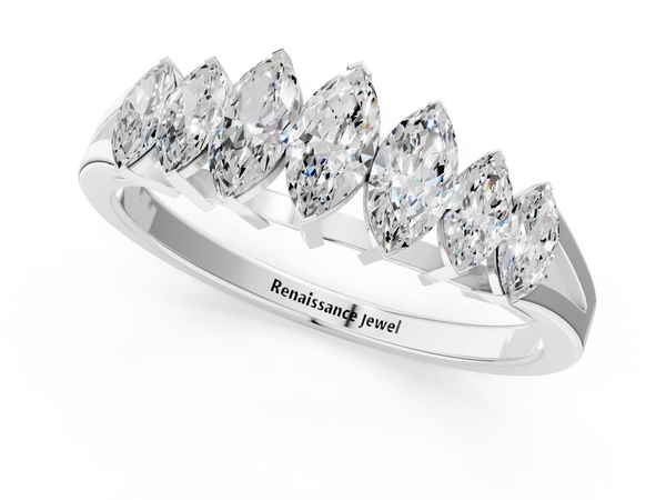 Platinum Marquise Diamond Prong-Set Half-Eternity Band