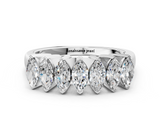 White gold Marquise Diamond Prong Set White Gold Curved Band_29