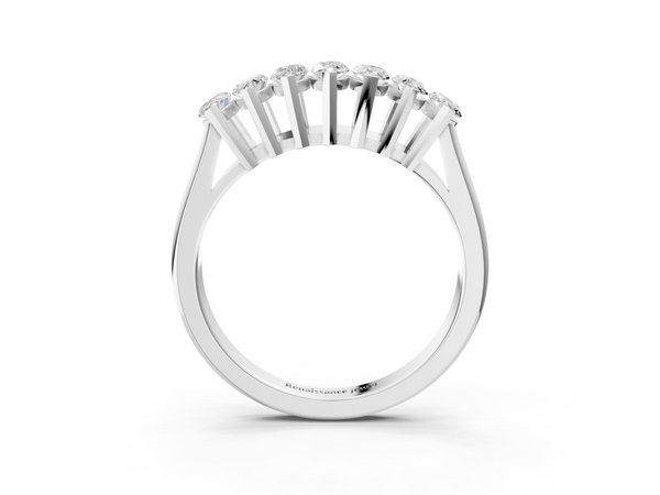 Platinum Marquise Diamond Prong Set White Gold Curved Band
