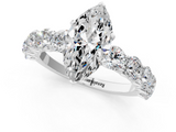 White gold Marquise Diamond Prong Setting with Side Stones on a Pave Band_177