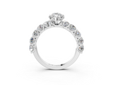 White gold Marquise Diamond Prong Setting with Side Stones on a Pave Band_177