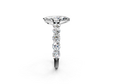 White gold Marquise Diamond Prong Setting with Side Stones on a Pave Band_178