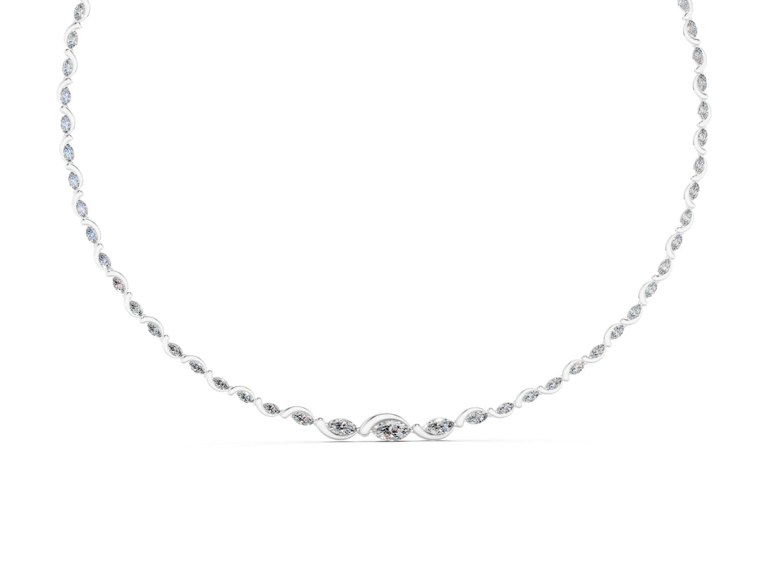 White gold Marquise Diamond Riviera Necklace_8