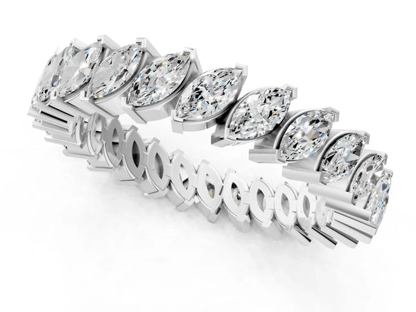 Platinum Marquise Diamond Shared Prong Full Eternity Band