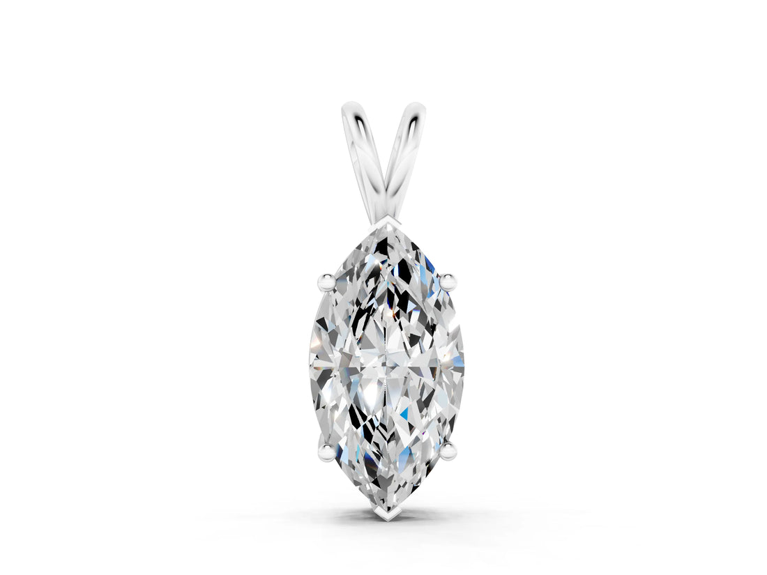 White gold Marquise Diamond Solitaire Pendant with Prong Setting_7