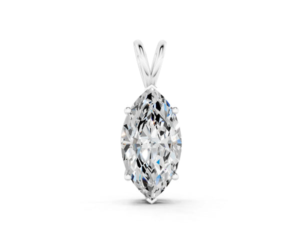 White gold Marquise Diamond Solitaire Pendant with Prong Setting