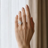 White gold Marquise Diamond Solitaire Ring with Prong Setting and Pavé Band_13