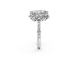 White gold Marquise Diamond Solitaire Ring with Shared Prong Pavé Band_56