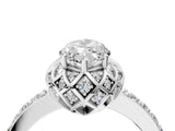 White gold Marquise Diamond Solitaire Ring with Shared Prong Pavé Band_58