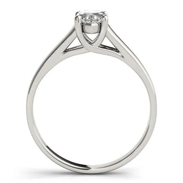 White gold Marquise Diamond Solitaire Ring with Tapered Band and Prong Setting
