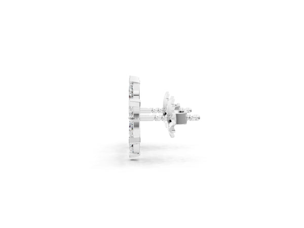 White gold Marquise Diamond Sunflower Stud Earrings